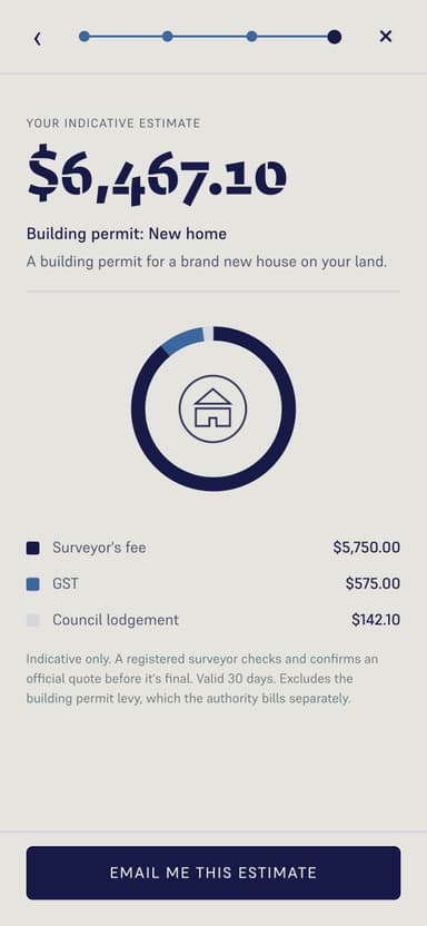 Surf Coast Compliance indicative estimate for a new home